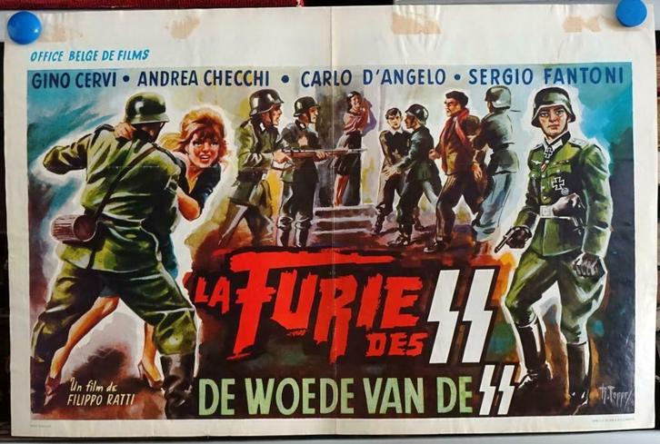 Filmposter La furie des SS / De woede van de SS, Collections, Posters & Affiches, Utilisé, Cinéma et TV, A1 jusqu'à A3, Rectangulaire horizontal