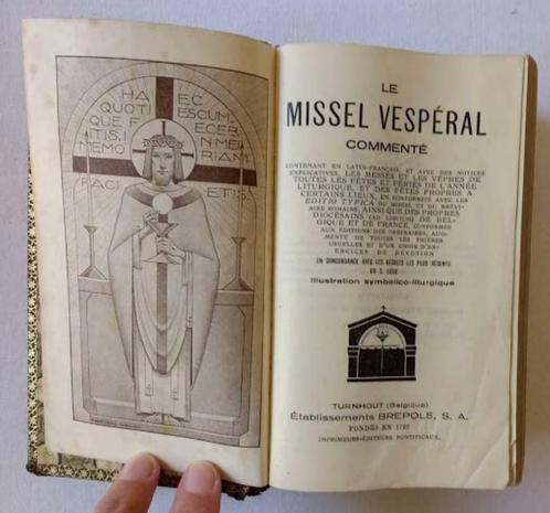 antique Missel-vespéral, 1932 Art Déco, 2456 pag. Leder Cuir, Collections, Religion, Envoi
