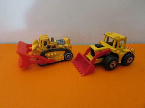 Matchbox, 1) pelle de tracteur. 2) Bulldozer, Hobby & Loisirs créatifs, Voitures miniatures | 1:87, Utilisé, Grue, Tracteur ou Agricole