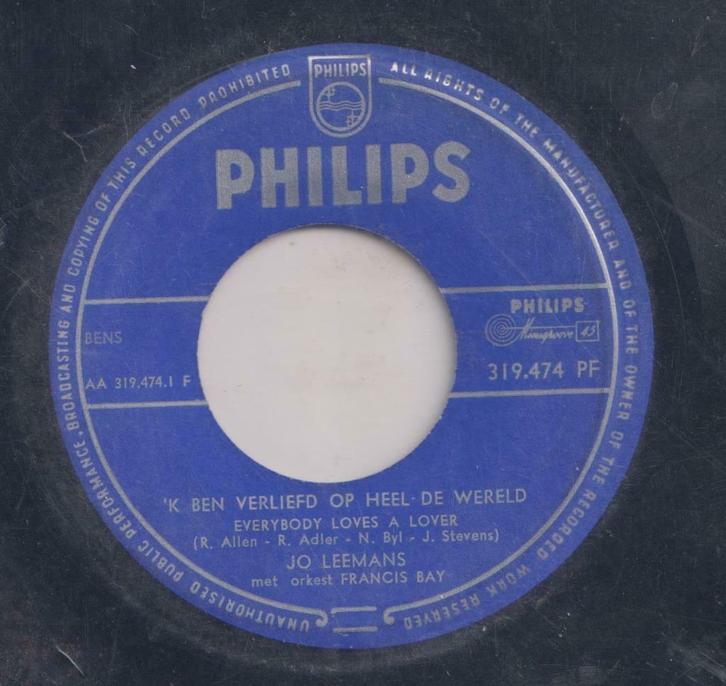 Jo Leemans – Ik ben verliefd op heel de wereld - Single, Cd's en Dvd's, Vinyl Singles, Gebruikt, Single, Nederlandstalig, 7 inch