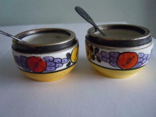 2 potjes voor zout en peper porselein BG Limoges 2 lepeltjes, Antiek en Kunst, Antiek | Porselein, Ophalen of Verzenden