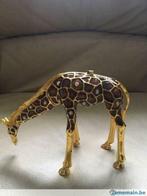 Ancienne boite à bijoux en métal decorative girafe, Antiquités & Art