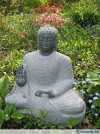 Mediterende Boeddha zwart graniet 54 cm mooi, Steen, Ophalen of Verzenden, Boeddhabeeld, Zo goed als nieuw