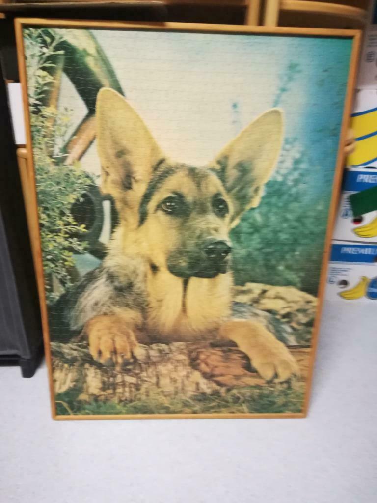 Ingekaderde puzzel -  op houten plaat en ophanghaak, Antiek en Kunst, Ophalen