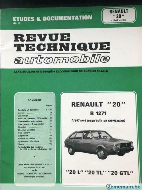 ② Revue Technique Automobile Renault 20 ( L - TL - GTL ) — Modes d'emploi &  Notices d'utilisation — 2ememain
