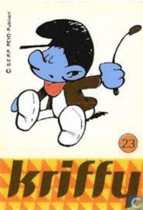Jockey Smurf op vintage Kriffy sticker van 1975, Verzamelen, Smurfen, Nieuw, Overige typen, Overige Smurfen, Verzenden