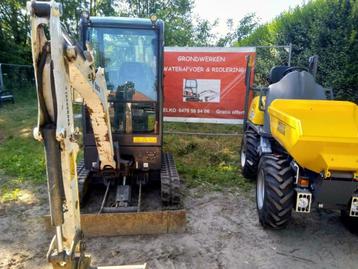 Graafmachine bobcat 2ton en dumper met machinist te huur