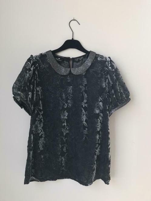 Maison Scotch, bloes voile/fluweel grijs, maat 2, Kleding | Dames, Blouses en Tunieken, Grijs, Ophalen of Verzenden