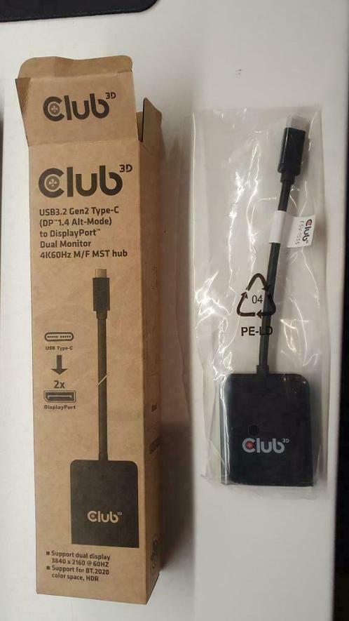 Club USB-C 3.2 Hub to DP 1 A  Dual monitor 4K60Hz, Informatique & Logiciels, Stations d'accueil, Neuf, Hub USB, Enlèvement ou Envoi