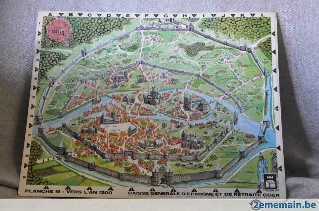 ancien panneau cger "ville l'an 1300", Verzamelen, Merken en Reclamevoorwerpen, Gebruikt