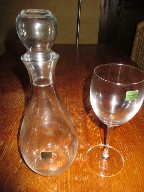 decanteerkaraf met glas, Huis en Inrichting, Keuken | Servies, Zo goed als nieuw, Glas of Glazen, Effen, Glas, Ophalen of Verzenden