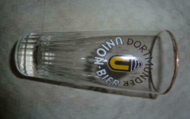 #G bier glas DORTMUNDER UNION - BIER ' ribbelglas ', Verzamelen, Glas en Drinkglazen, Gebruikt, Bierglas, Ophalen of Verzenden