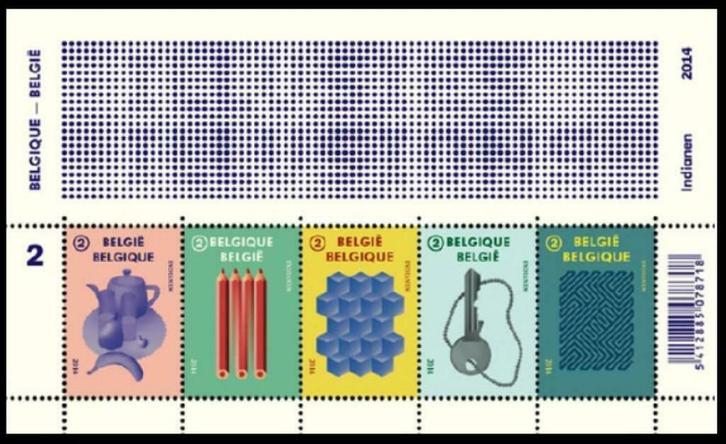 BL221 Timbres indianen illusion d'optique, Timbres & Monnaies, Timbres | Europe | Belgique, Timbre-poste, Enlèvement ou Envoi