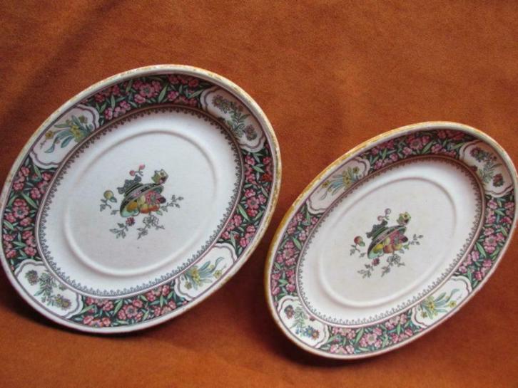2 antieke Minton ovalen schaaltjes (1885), Chinese Blossom, Antiek en Kunst, Antiek | Schalen, Ophalen