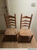2 bruine stoelen begijnstoel in riet (kerkmodel), Riet of Rotan, Twee, Gebruikt, Bruin