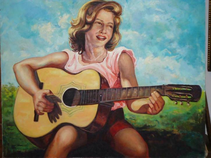 MADELEINE DUGUET grote olie/doek 'Deborah' Israël jaren '50, Antiek en Kunst, Kunst | Schilderijen | Modern, Ophalen