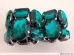 bracelet  grosse pierre strass turquoise vert bleu élastique, Enlèvement ou Envoi, Utilisé, Bleu, Élastique