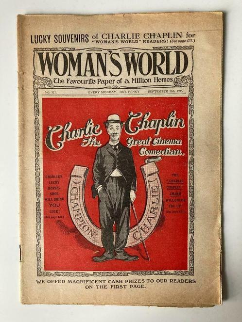 Woman's World - Engels weekblad - 1915 - Charlie Chaplin, Antiquités & Art, Antiquités | Livres & Manuscrits, Enlèvement ou Envoi