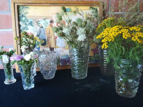 Retro vazen glas en kristal 4+3 stuks, Verzamelen, Retro, Huis en Inrichting, Ophalen of Verzenden