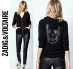 Zwarte merinowollen hoodie Zadig & Voltaire, studded skull, Noir, Taille 38/40 (M), Porté, Envoi