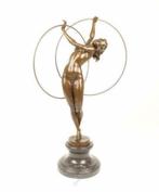 bronzen sculptuur-naakte hoelahoep danser-pikant-brons, Ophalen of Verzenden