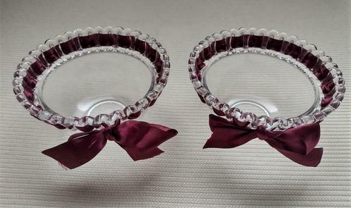 Twee aperitiefbekers/trays/kommen, glas, vervangbaar lint, Huis en Inrichting, Keuken | Servies, Nieuw, Kom(men), Glas, Ophalen