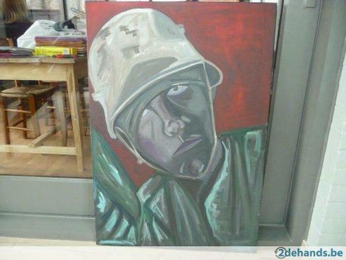 Modern schilderij Eerste Wereldoorlog Duitse soldaat WO1., Antiek en Kunst, Kunst | Schilderijen | Modern