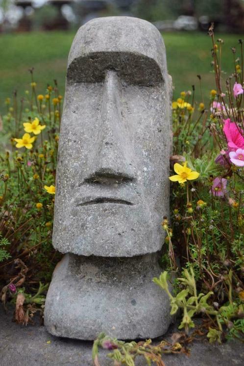 Sculpture ,statue moaï en pierre naturelle(île de pâques), Jardin & Terrasse, Statues de jardin, Comme neuf, Autres types, Pierre