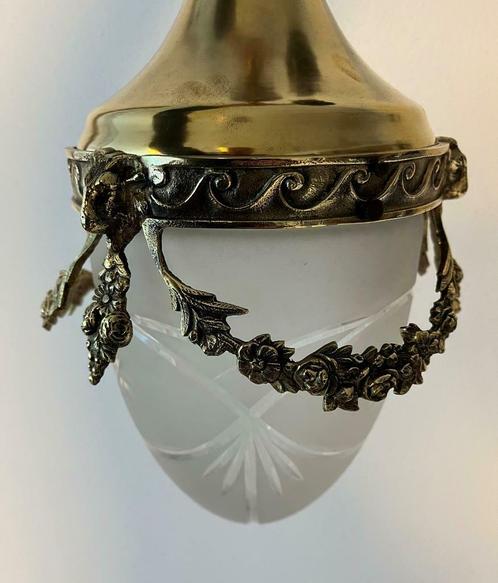 Mooie gerestaureerde bronskleurige luster hanglamp Art deco, Antiek en Kunst, Antiek | Verlichting, Ophalen