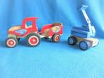 houten speelgoed traktor / kraan, Kinderen en Baby's, Ophalen of Verzenden, Gebruikt, Rij- of Hobbelspeelgoed