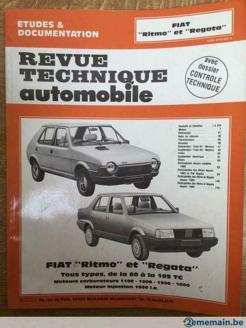 Revue  Technique  Automobile  Fiat  Ritmo  &  Regata, Autos : Divers, Modes d'emploi & Notices d'utilisation, Enlèvement ou Envoi