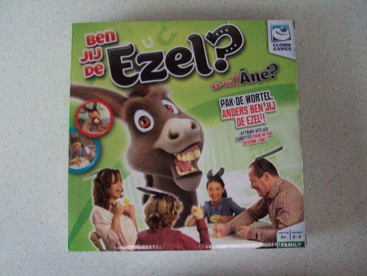 Spelletje "Ben Jij De Ezel" van Clown Games., Hobby en Vrije tijd, Gezelschapsspellen | Overige, Zo goed als nieuw, Een of twee spelers