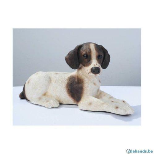 Design Toscano CF3446 Hond beeld Pointer Puppy bruin / wit, Antiquités & Art, Art | Sculptures & Bois