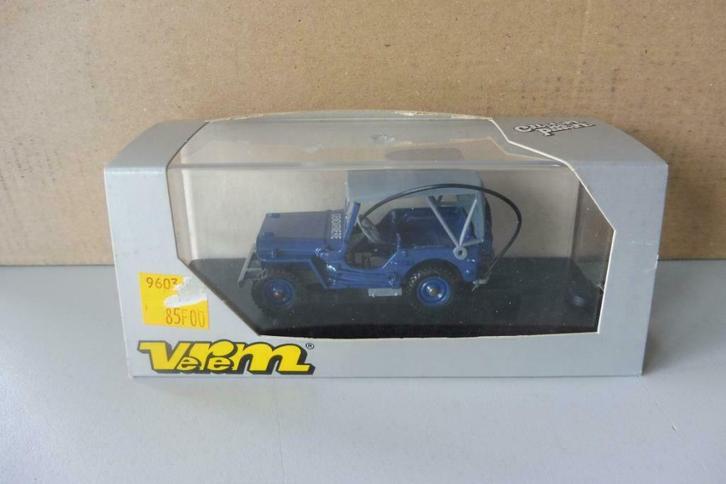 1:43 Verem 222 Willys Jeep 4x4 blauw Gendarmerie politie, Hobby en Vrije tijd, Modelauto's | 1:43, Zo goed als nieuw, Auto, Overige merken