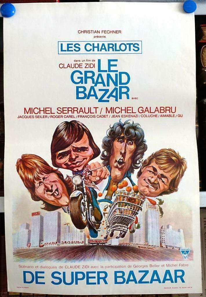 Filmposter Le grand bazar / De super bazaar, Verzamelen, Posters, Gebruikt, Film en Tv, A1 t/m A3, Rechthoekig Staand, Ophalen of Verzenden