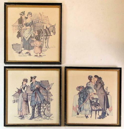 3 litho's * Anthony Gruerio * 19de eeuwse galanterie, Antiek en Kunst, Kunst | Litho's en Zeefdrukken, Ophalen of Verzenden