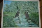 Peinture sur toile Saules têtards le long d'un ruisseau. Sig, Envoi