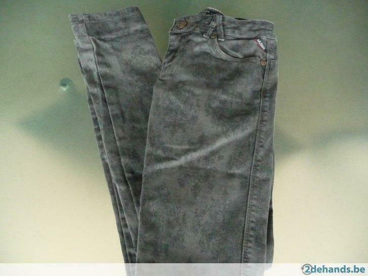 Donkergrijze skinny meisjes jeans met motief America Today, Kinderen en Baby's, Kinderkleding | Maat 104, Gebruikt, Meisje, Broek