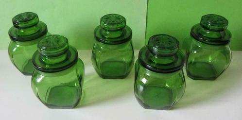 Retro Bokaal - Groen glas - 5 stuks, Verzamelen, Retro, Huis en Inrichting, Ophalen of Verzenden