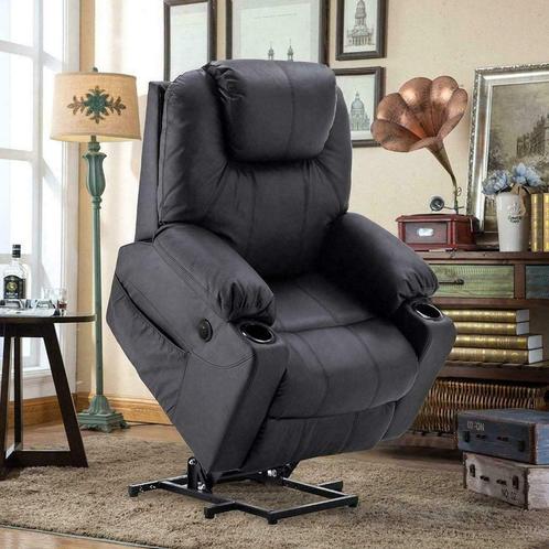 Sta-Op-Stoel Massage Fauteuil Relax Stoel Verwarmd! Zwart, Maison & Meubles, Chaises, Neuf, Noir, Enlèvement ou Envoi