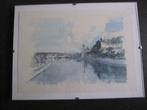 Lithographie - Copie aquarelle DEWEZ - vue de HUY, Enlèvement ou Envoi