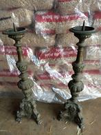 Paire grand bougeoirs candélabres pique-cierge 65 cm métal ?, Antiquités & Art, Cuivre ou Bronze, Enlèvement ou Envoi