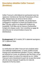 Vin Bordeaux cellier Yvecourt 2002, Enlèvement ou Envoi, Vin rouge