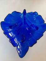 Vintage blauw glazen blad, Ophalen of Verzenden