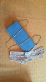 ceremonie-accessoires  (handtasje + handschoenen), Gedragen, Blauw