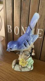 Ancien magnifique oiseau bleu sur son socle en porcelaine, Comme neuf, Porcelaine