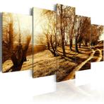 57 Natuur Pad Bomen 5 Luik Canvas Schilderij 200x100cm, Ophalen of Verzenden