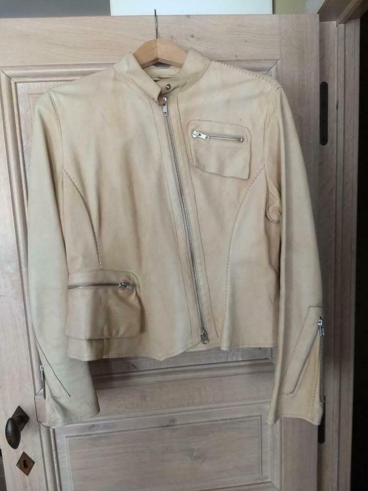 Vintage leder jasje EN-ES - small/medium, Kleding | Dames, Jasjes, Kostuums en Pakken, Gedragen, Jasje, Maat 38/40 (M), Ophalen