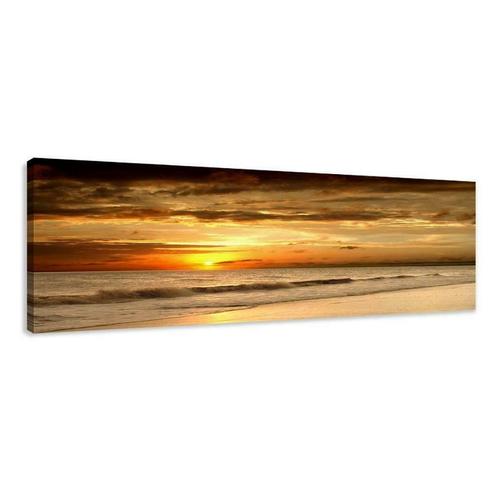 Nieuw panorama canvas schilderij Zonsondergang 120 x 40 cm, Huis en Inrichting, Woonaccessoires | Schilderijen, Tekeningen en Foto's