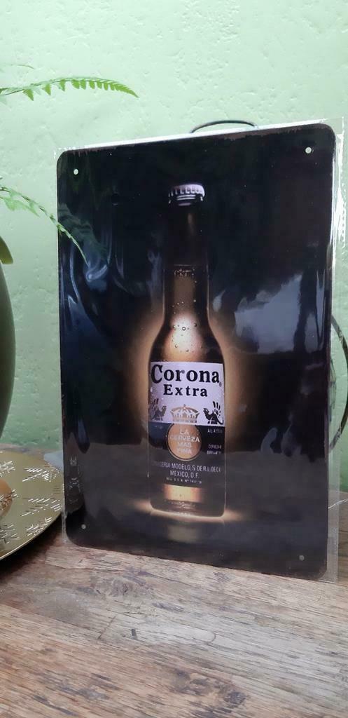 Metalen reclamebord Corona bier, Verzamelen, Biermerken, Nieuw, Reclamebord, Plaat of Schild, Overige merken, Verzenden